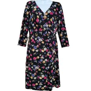 Lauren Ralph Lauren Black Label Cleora Front Twist Dress Size 8 Faux Wrap Floral
